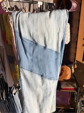 Women's Two-Tone Light Blue Patchwork Skinny Jeans